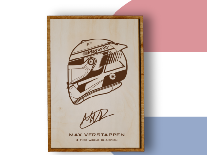 Dřevěný obraz Max Verstappen Formule 1 v rámečku